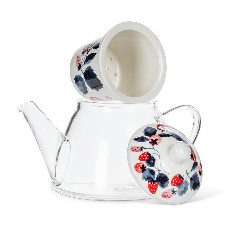 Strawberries Teapot & Strainer - 24oz