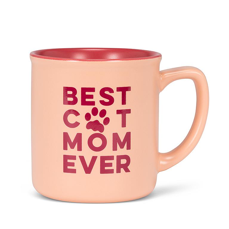 Pink Best Cat Mom Ever mug – cute coffee cup gift for cat lovers