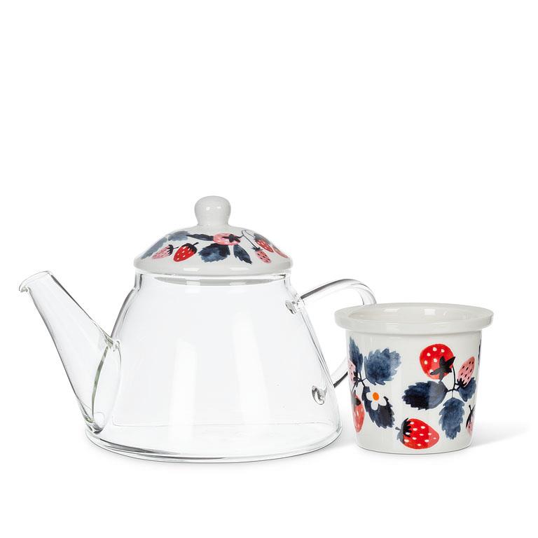 Strawberries Teapot & Strainer - 24oz